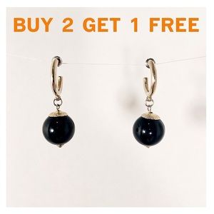 Vintage 80’s Black Sphere Dangling Earrings